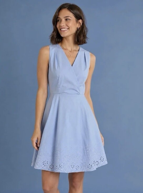 Calypso St. Barth Dresses & Skirts - Calypso St. Barth Eyelet Embroidered Faux-Wrap Dress Medium Boho Luxe coastal